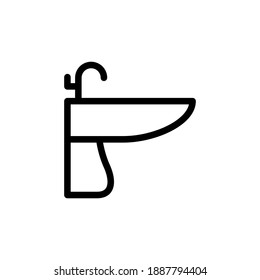 wash basin icon, vector, line art design editable stroke