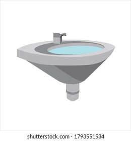 Wash Basin Sink Flat Icon Illustration Isolated in White