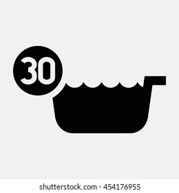 Wash below or at 30 degrees icon illustration isolated vector sign symbol