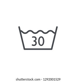 Wash at or below 30 icon isolated on white background. Laundry symbol modern, simple, vector, icon for website design, mobile app, ui. Vector Illustration