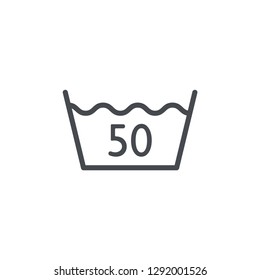 Wash at or below 50 icon isolated on white background. Laundry symbol modern, simple, vector, icon for website design, mobile app, ui. Vector Illustration
