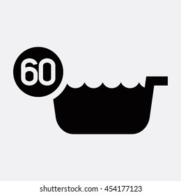 Wash below or at 60 degrees icon illustration isolated vector sign symbol