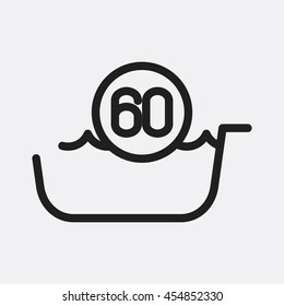 Wash below or at 60 degrees icon illustration isolated vector sign symbol