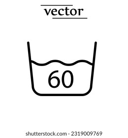 Lávese al ícono 60 o menos , Símbolo de lavandería moderno, simple, vector, icono para el diseño de sitios web, aplicación móvil, ui. Ilustración vectorial.eps