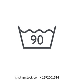 Wash at or below 90 icon isolated on white background. Laundry symbol modern, simple, vector, icon for website design, mobile app, ui. Vector Illustration