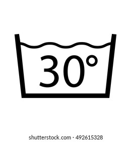 wash below or at thirty degrees Icon, wash temperature icon vector