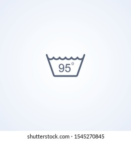 Wash at or below 95°C, vector best gray line icon on white background, EPS 10