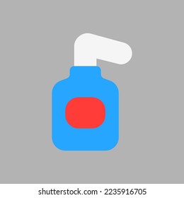 Icono de botellas de lavado en estilo plano sobre laboratorio, uso para presentación de aplicaciones móviles en sitios web