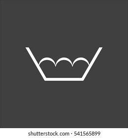Wash bowl icon flat. Vector white illustration isolated on black background. Flat symbol