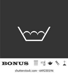 Wash bowl icon flat. White pictogram on black background. Vector illustration symbol and bonus icons