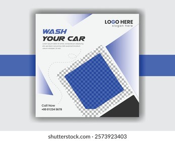 Wash Car services post banner and Social media car services post template design vector