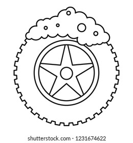 Wash car tire icon. Outline wash car tire vector icon for web design isolated on white background