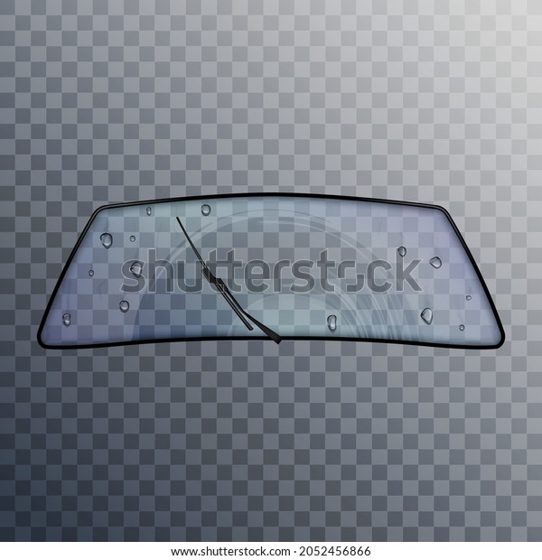 Wash Car Windscreen With Wiper And Water\
Vector. Washing Transport Window With Wiper And Washer Liquid In\
Rainy Day. Automobile Equipment For Cleaning Glass Template\
Realistic 3d Illustration