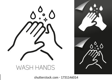 Wash. Clean hands. hands wash icon set for print and web sites