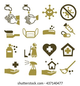 wash, cleaning, hygiene icon set