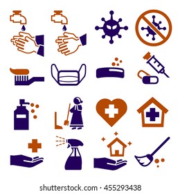 wash, cleaning, hygiene icon set