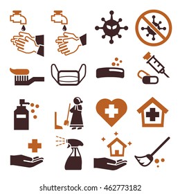 wash, cleaning, hygiene icon set