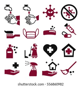 wash, cleaning, hygiene icon set