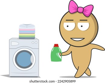 Wash clothes in the washing machine 