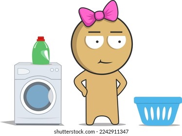 Wash clothes in the washing machine 