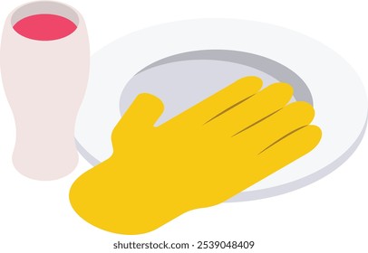 wash the dishes and glass isometric concept, cleaning crockery and cutlery vector icon design, Housekeeping symbol, Home cleaning sign, Janitorial and Sanitation stock illustration