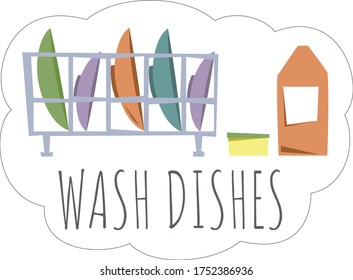 Wash dishes. Tableware. Dishes. Sponge