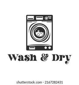 Wash and dry funny slogan inscription. Laundry vector quotes. Isolated on white background. Funny textile, frame, postcard, banner decorative print. Illustration with typography.