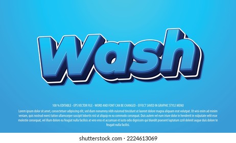 Wash editable text effect with 3d style use for logo and business brand