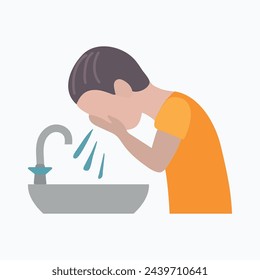 Wash face icon clipart avatar isolated vector illustration