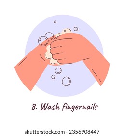 Wash Fingernails Hygiene Badge Vector Illustration