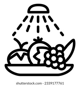 Wash food hygiene line icon. Disinfection fruits and vegetables outline style pictogram on white background. Coronavirus prevention signs for mobile concept and web design. Vector graphics