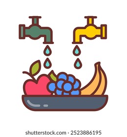 Wash Fruits Filled Icons , Vector illustration