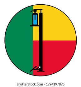 Wash gel icon in a Benin flag background circle,Vector illustration.
