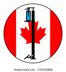 Wash gel icon in a Canada flag background circle,Vector illustration.