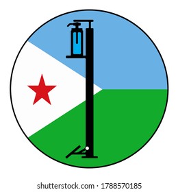 Wash gel icon in a Djibouti flag background circle,Vector illustration.