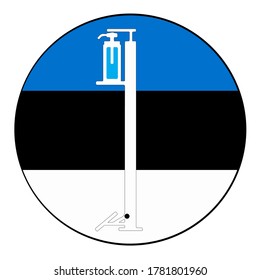 Wash gel icon in a Estonia flag background circle,Vector illustration.