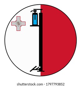 Wash gel icon in a Malta flag background circle,Vector illustration.