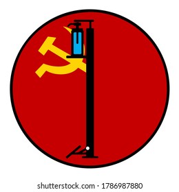 Wash gel icon in a Soviet flag background circle,Vector illustration.
