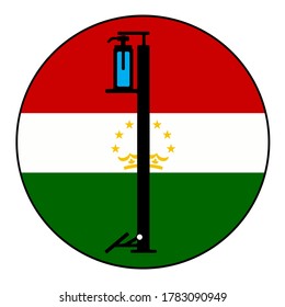 Wash gel icon in a Tajikistan flag background circle,Vector illustration.