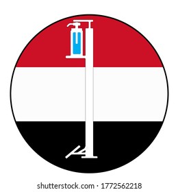 Wash gel icon in a Yemen flag background circle,Vector illustration.