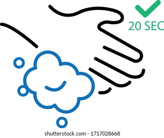 Wash hand 20 second icon vector (blue version)