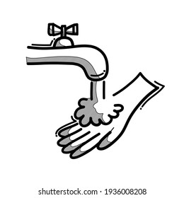 Wash hand doodle vector icon. Drawing sketch illustration hand drawn line.