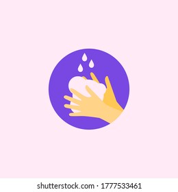 Wash hand flat illustration. Hand icon