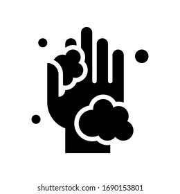 wash hand or hygiene related hands wash and rub with soap bubbles vector in solid design