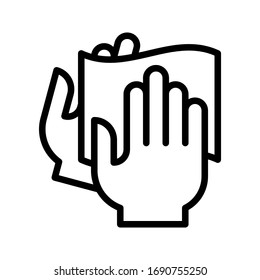 wash hand or hygiene related hands drying or wiping with tissue paper vector in lineal style