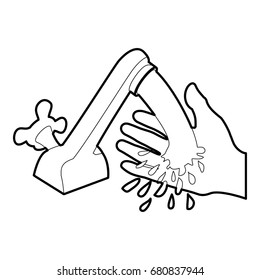 Wash hand icon in outline style isolated on white vector illustration