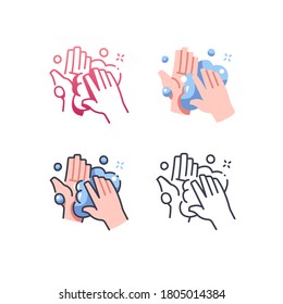 icono de la mano de lavado, vector e ilustración