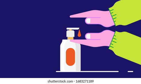Wash hand with liquid soap and hand sanitizer illustration vector