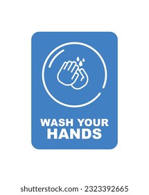 wash hand sign on white background	