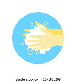 Lávese la mano con jabón, ilustración de diseño plano vectorial